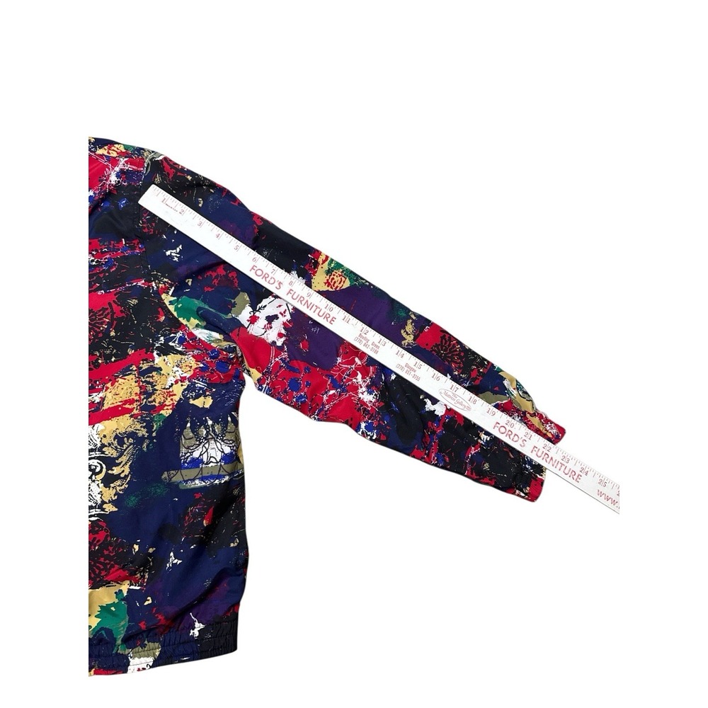 Vintage Koret Jacket Women's Medium Full Zip Windbreaker Abstract Art Print Red - Picture 6 of 8